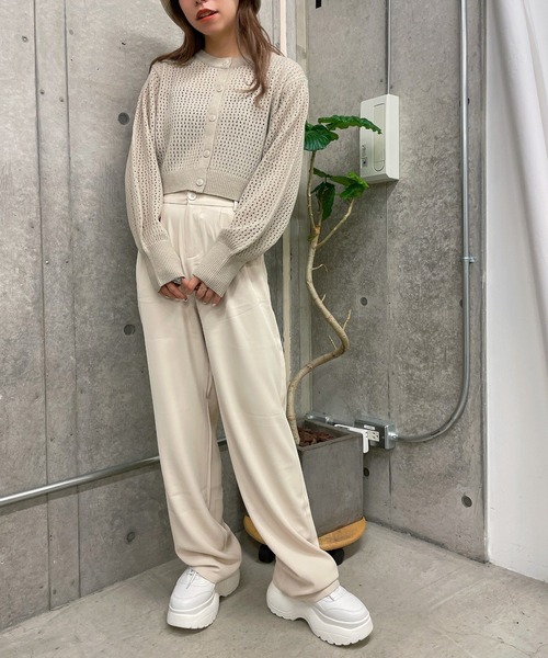 WEGO（ウィゴー）の「WEGO/メッシュ編みコンパクトカーディガン（カーディガン/ボレロ・レディース・オレンジ/ベージュ/グリーン/ブラック・FREE）」の11枚目の写真