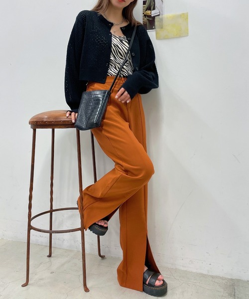 WEGO（ウィゴー）の「WEGO/メッシュ編みコンパクトカーディガン（カーディガン/ボレロ・レディース・オレンジ/ベージュ/グリーン/ブラック・FREE）」の9枚目の写真