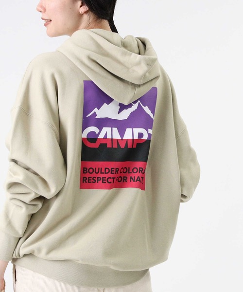 CAMP7(キャンプセブン)の「【CAMP7】バイカラーバックロゴスウェットパーカー(パーカー・レディース・ベージュ/ネイビー/オフホワイト・S/M/L)」の16枚目の写真