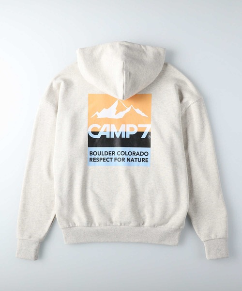 CAMP7(キャンプセブン)の「【CAMP7】バイカラーバックロゴスウェットパーカー(パーカー・レディース・ベージュ/ネイビー/オフホワイト・S/M/L)」の6枚目の写真