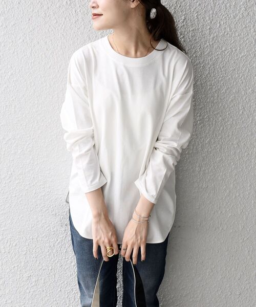 SHIPS Days（シップスデイズ）の「SHIPS Days:ジャージーリラックスロングスリーブTee（Tシャツ/カットソー・レディース・ブラック/ホワイト/グレー/イエロー・ONE SIZE）」の2枚目の写真