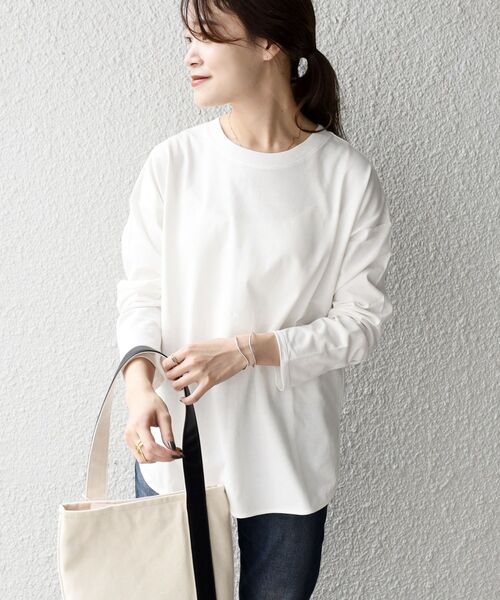 SHIPS Days（シップスデイズ）の「SHIPS Days:ジャージーリラックスロングスリーブTee（Tシャツ/カットソー・レディース・ブラック/ホワイト/グレー/イエロー・ONE SIZE）」の18枚目の写真