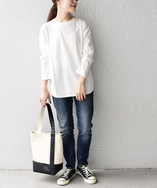 SHIPS Days（シップスデイズ）の「SHIPS Days:ジャージーリラックスロングスリーブTee（Tシャツ/カットソー・レディース・ブラック/ホワイト/グレー/イエロー・ONE SIZE）」の21枚目の写真