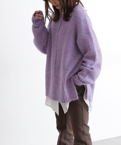 FREE'S MART（フリーズマート）の「◆エンビテール前後ヘムニット（ニット/セーター・レディース・ベージュ/イエロー/パープル・FREE）」の2枚目の写真