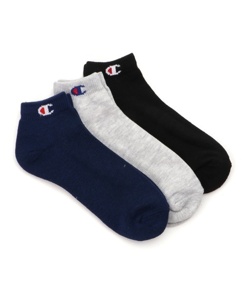 Champion（チャンピオン）の「【CHAMPION/チャンピオン】ショートレングスソックス 靴下（３Ｐ）/３足組（ソックス/靴下・メンズ・グレー/ホワイト/ネイビー/ブラック・MEDIUM/LARGE/SMALL）」の2枚目の写真