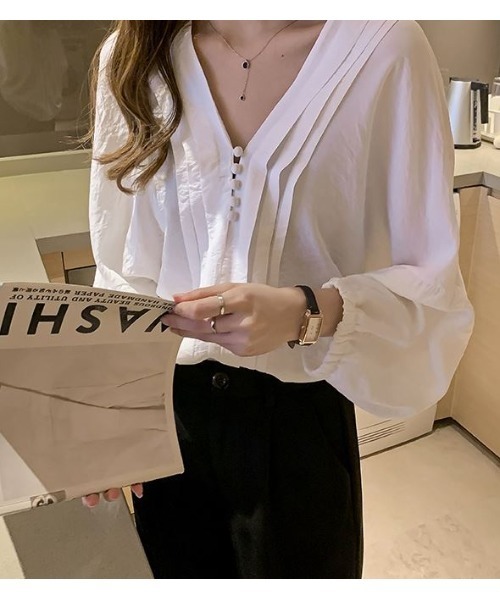 SETUP7（セットアップセブン）の「【SETUP7】タック入りVネックブラウス KNF（シャツ/ブラウス・レディース・ホワイト/ブラック/イエロー・FREE）」の12枚目の写真