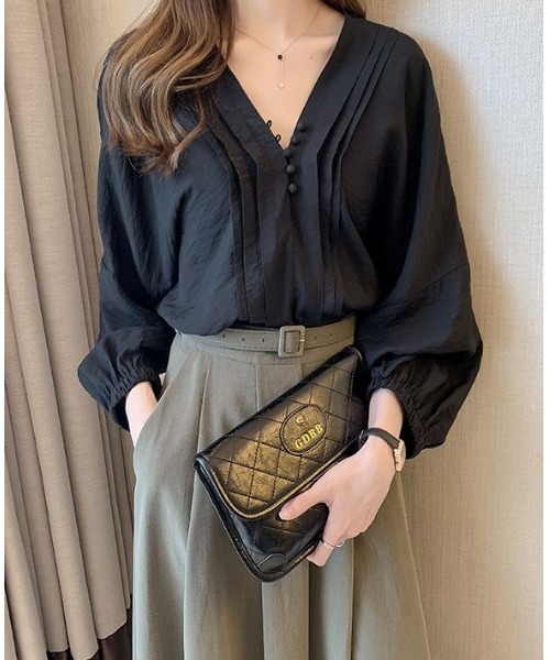 SETUP7（セットアップセブン）の「【SETUP7】タック入りVネックブラウス KNF（シャツ/ブラウス・レディース・ホワイト/ブラック/イエロー・FREE）」の15枚目の写真