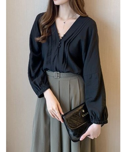 SETUP7（セットアップセブン）の「【SETUP7】タック入りVネックブラウス KNF（シャツ/ブラウス・レディース・ホワイト/ブラック/イエロー・FREE）」の16枚目の写真