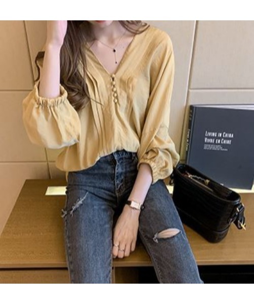 SETUP7（セットアップセブン）の「【SETUP7】タック入りVネックブラウス KNF（シャツ/ブラウス・レディース・ホワイト/ブラック/イエロー・FREE）」の20枚目の写真