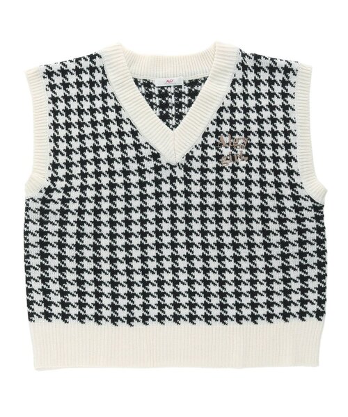 algy（アルジー）の「千鳥柄ベスト（ベスト・キッズ・オフホワイト/ブラック/ラベンダー・MEDIUM/X-SMALL/XX-SMALL/SMALL）」の2枚目の写真