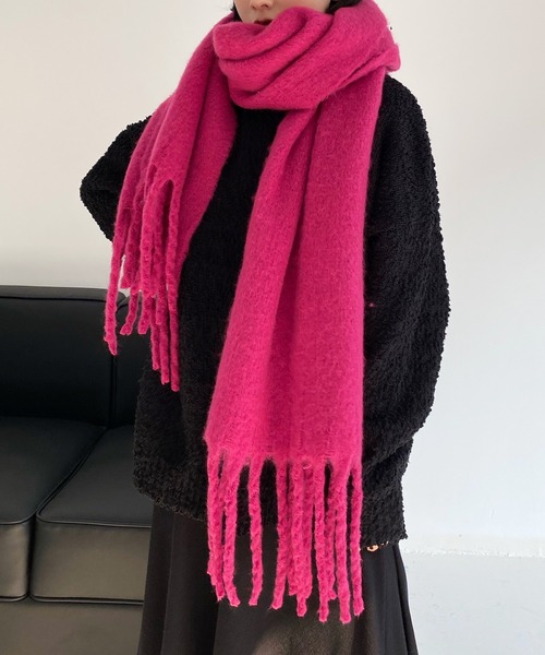 セール】【30色展開 】ふわふわフリンジボリュームマフラー