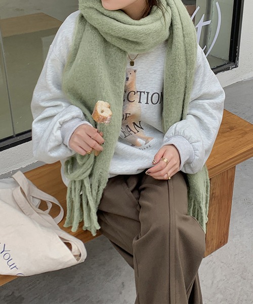 【未使用品】BALMUIR ベージュフリンジ マフラー マフラー 肌触り抜群 ふんわりタッチシンプルマフラー フリンジ
