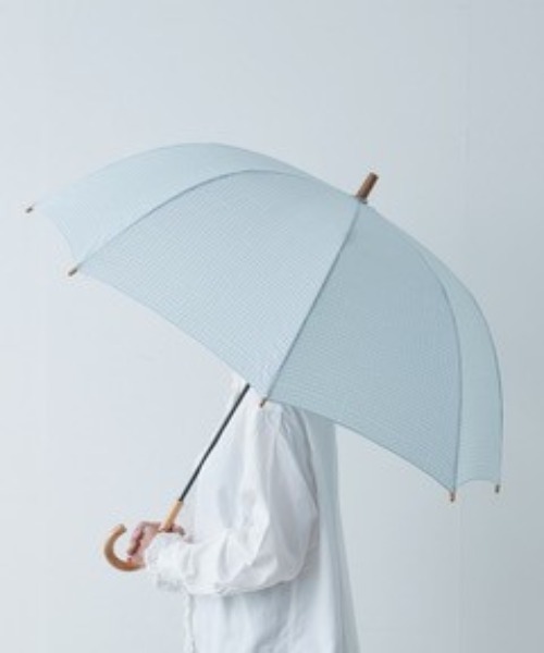 392 plusm（サンキューニプリュスエム）の「Umbrella Long 60 - check - 790191（長傘・レディース・イエロー/ベージュ/オフホワイト/グリーン・60cm）」の2枚目の写真