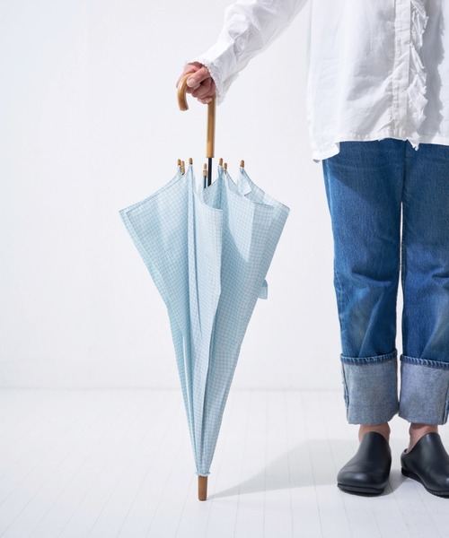 392 plusm（サンキューニプリュスエム）の「Umbrella Long 60 - check - 790191（長傘・レディース・イエロー/ベージュ/オフホワイト/グリーン・60cm）」の16枚目の写真