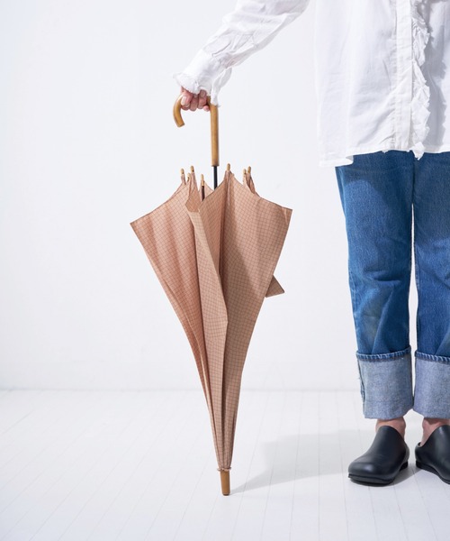 392 plusm（サンキューニプリュスエム）の「Umbrella Long 60 - check - 790191（長傘・レディース・イエロー/ベージュ/オフホワイト/グリーン・60cm）」の19枚目の写真