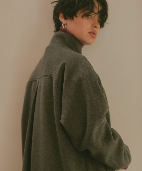 ReNorm（リノーム）の「ウール混スタンドネックラグランコート（ステンカラーコート・レディース・グレー/キャメル・フリー）」の5枚目の写真