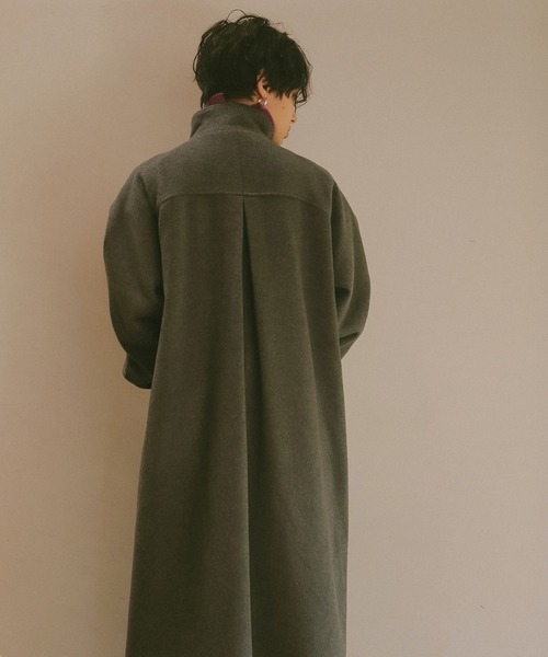 ReNorm（リノーム）の「ウール混スタンドネックラグランコート（ステンカラーコート・レディース・グレー/キャメル・フリー）」の7枚目の写真