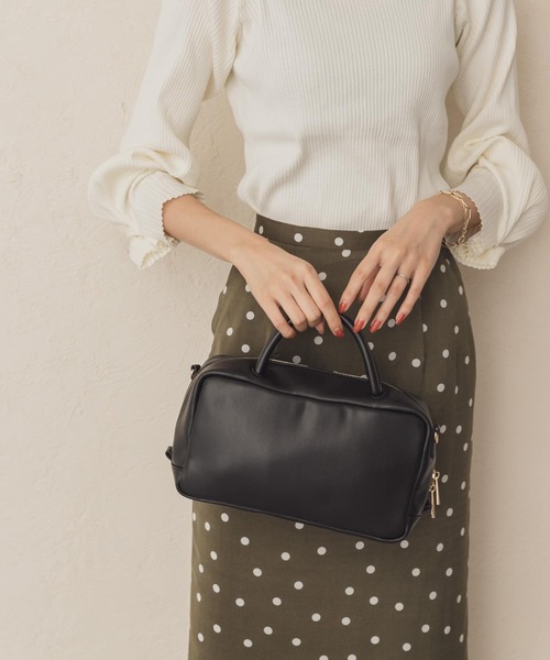 RODE SKO(ロデスコ)の「ミディアムボストンショルダーバッグ(ボストンバッグ・レディース・ブラック/ボルドー・ONE)」の13枚目の写真