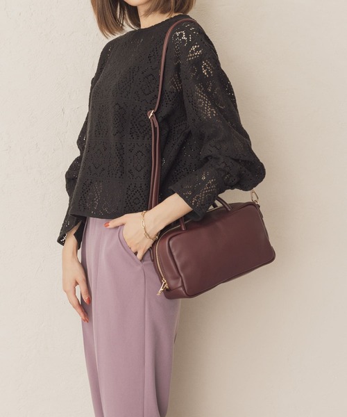 RODE SKO(ロデスコ)の「ミディアムボストンショルダーバッグ(ボストンバッグ・レディース・ブラック/ボルドー・ONE)」の14枚目の写真