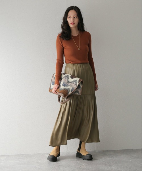 JOURNAL STANDARD(ジャーナルスタンダード)の「フィットギャザーロングスカート(スカート・レディース・カーキ/ホワイト/ブラック・38/36)」の8枚目の写真