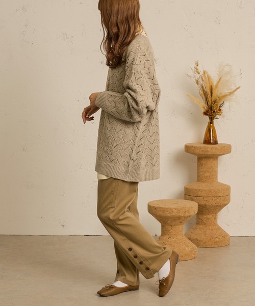 Ambre Neige（アンブルネージュ）の「スカシアミシェブロンニット／【WEB/EC限定商品】（ニット/セーター・レディース・ダークブラウン/ベージュ・FREE）」の6枚目の写真