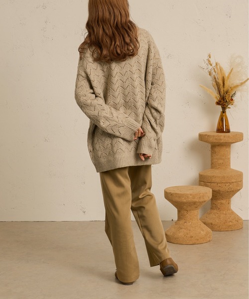 Ambre Neige（アンブルネージュ）の「スカシアミシェブロンニット／【WEB/EC限定商品】（ニット/セーター・レディース・ダークブラウン/ベージュ・FREE）」の7枚目の写真