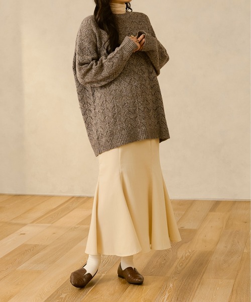 Ambre Neige（アンブルネージュ）の「スカシアミシェブロンニット／【WEB/EC限定商品】（ニット/セーター・レディース・ダークブラウン/ベージュ・FREE）」の16枚目の写真