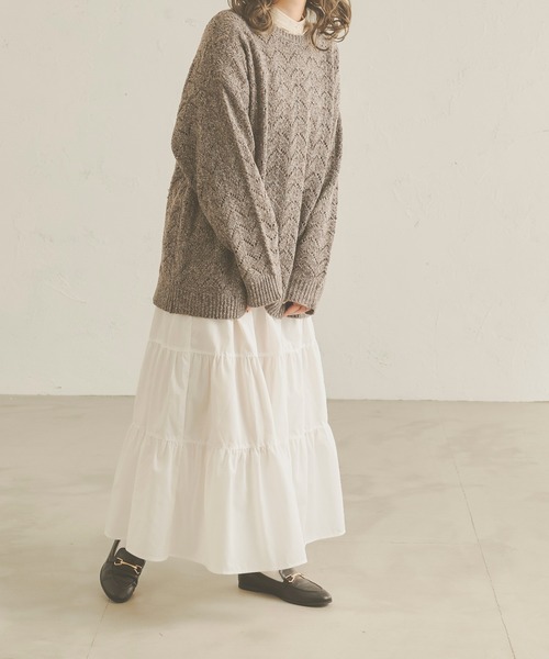 Ambre Neige（アンブルネージュ）の「スカシアミシェブロンニット／【WEB/EC限定商品】（ニット/セーター・レディース・ダークブラウン/ベージュ・FREE）」の18枚目の写真