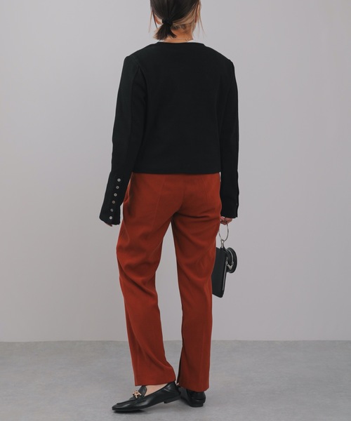 ap retro（アプレトロ）の「ヘビーウエイトリブボタンショート丈カーディガン（カーディガン/ボレロ・レディース・ブラック/アイボリー/グリーン・FREE）」の18枚目の写真