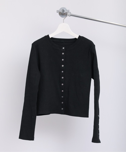 ap retro（アプレトロ）の「ヘビーウエイトリブボタンショート丈カーディガン（カーディガン/ボレロ・レディース・ブラック/アイボリー/グリーン・FREE）」の19枚目の写真