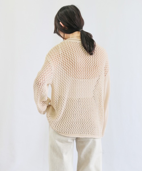 select MOCA（セレクトモカ）の「2022 SS メッシュ編みデザイン切り替えニット（ニット/セーター・レディース・ブラック/グリーン/アイボリー・FREE）」の10枚目の写真