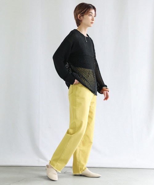 select MOCA（セレクトモカ）の「2022 SS メッシュ編みデザイン切り替えニット（ニット/セーター・レディース・ブラック/グリーン/アイボリー・FREE）」の15枚目の写真