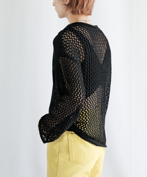 select MOCA（セレクトモカ）の「2022 SS メッシュ編みデザイン切り替えニット（ニット/セーター・レディース・ブラック/グリーン/アイボリー・FREE）」の18枚目の写真