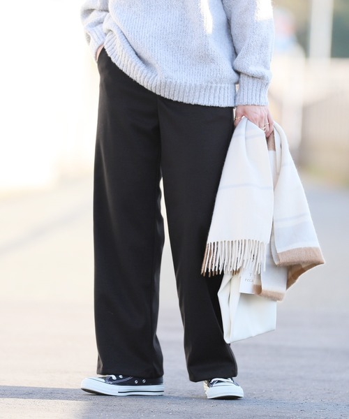 reca（レカ）の「ハイウエストストレートパンツ（その他パンツ・レディース・ブラック/アイボリー/グレイッシュベージュ・L/M）」の2枚目の写真