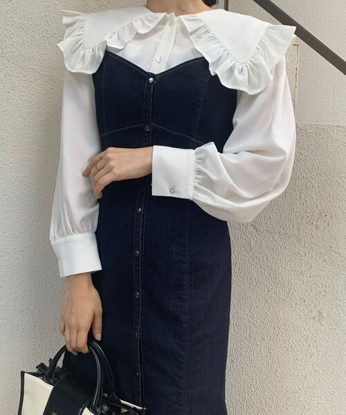 MAJESTIC LEGON（マジェスティックレゴン）の「bigカラーレトロブラウス（シャツ/ブラウス・レディース・オフホワイト/ブルー系その他2/ホワイト系その他/A・MEDIUM）」の10枚目の写真