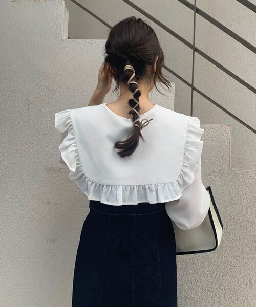 MAJESTIC LEGON（マジェスティックレゴン）の「bigカラーレトロブラウス（シャツ/ブラウス・レディース・オフホワイト/ブルー系その他2/ホワイト系その他/A・MEDIUM）」の12枚目の写真