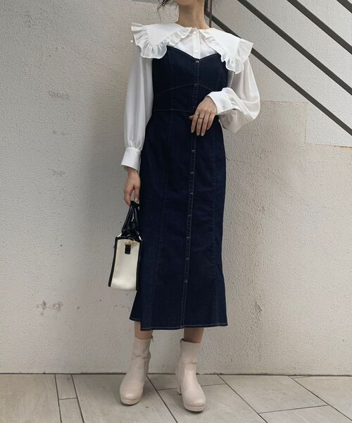 MAJESTIC LEGON（マジェスティックレゴン）の「bigカラーレトロブラウス（シャツ/ブラウス・レディース・オフホワイト/ブルー系その他2/ホワイト系その他/A・MEDIUM）」の13枚目の写真