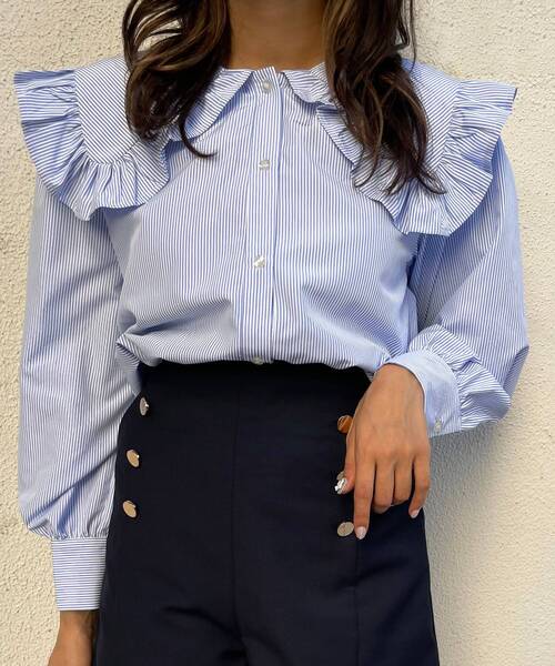 MAJESTIC LEGON（マジェスティックレゴン）の「bigカラーレトロブラウス（シャツ/ブラウス・レディース・オフホワイト/ブルー系その他2/ホワイト系その他/A・MEDIUM）」の15枚目の写真