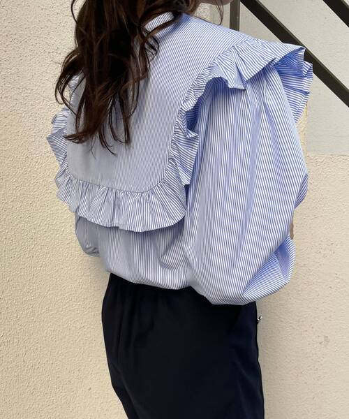 MAJESTIC LEGON（マジェスティックレゴン）の「bigカラーレトロブラウス（シャツ/ブラウス・レディース・オフホワイト/ブルー系その他2/ホワイト系その他/A・MEDIUM）」の16枚目の写真