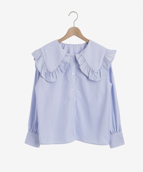 MAJESTIC LEGON（マジェスティックレゴン）の「bigカラーレトロブラウス（シャツ/ブラウス・レディース・オフホワイト/ブルー系その他2/ホワイト系その他/A・MEDIUM）」の22枚目の写真