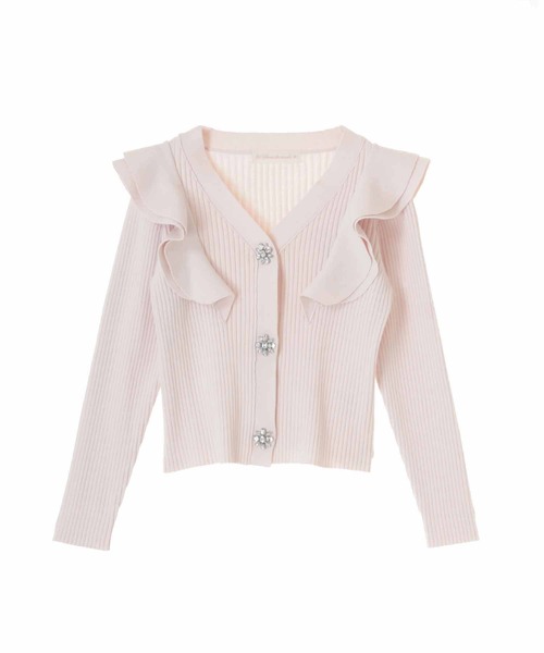 31 Sons de mode（トランテアン　ソン　ドゥ　モード）の「フリルビジューカーディガン（カーディガン/ボレロ・レディース・ブラック/ベージュ/ピンク・36）」の2枚目の写真
