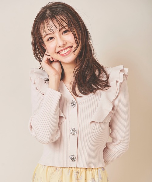 31 Sons de mode（トランテアン　ソン　ドゥ　モード）の「フリルビジューカーディガン（カーディガン/ボレロ・レディース・ブラック/ベージュ/ピンク・36）」の11枚目の写真