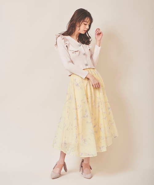 31 Sons de mode（トランテアン　ソン　ドゥ　モード）の「フリルビジューカーディガン（カーディガン/ボレロ・レディース・ブラック/ベージュ/ピンク・36）」の14枚目の写真