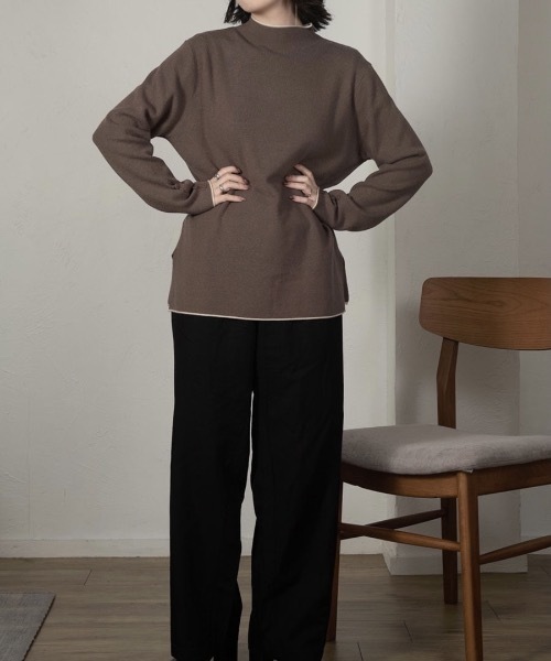 lawgy(ラウジー)の「bi color sleeve button knit(ニット/セーター・レディース・ブラック/ベージュ/ブラウン・FREE)」の19枚目の写真