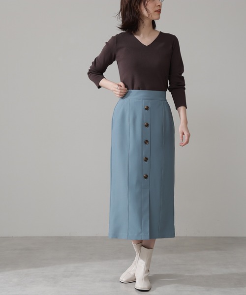 N.（N. Natural Beauty Basic）（エヌエヌナチュラルビューティーベーシック）の「ステッチデザインタイトスカート（スカート・レディース・ベージュ/イエロー/ブルー・MEDIUM）」の2枚目の写真