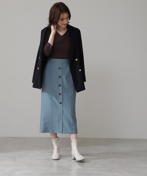 N.（N. Natural Beauty Basic）（エヌエヌナチュラルビューティーベーシック）の「ステッチデザインタイトスカート（スカート・レディース・ベージュ/イエロー/ブルー・MEDIUM）」の9枚目の写真