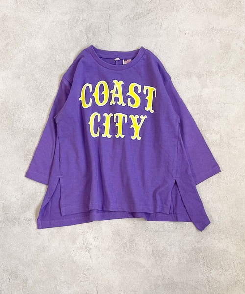 Life Support Products(ライフサポートプロダクツ)の「【コットンUSA】サイドスリットロンT(80~160cm)(Tシャツ/カットソー・キッズ・ホワイト/パープル/グリーン/チャコール・90/100/110/120/80/130/95/140/150/160)」の1枚目の写真