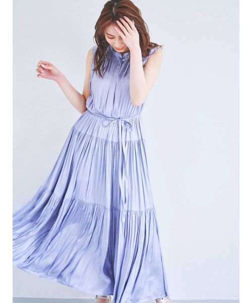 dazzlin（ダズリン）の「ティアードフレアワンピース（ワンピース・レディース・ベージュ/アイボリー/パープル/オフホワイト/ブラウン/ブルー・FREE）」の17枚目の写真