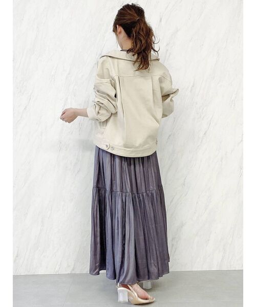 dazzlin（ダズリン）の「ティアードフレアワンピース（ワンピース・レディース・ベージュ/アイボリー/パープル/オフホワイト/ブラウン/ブルー・FREE）」の10枚目の写真