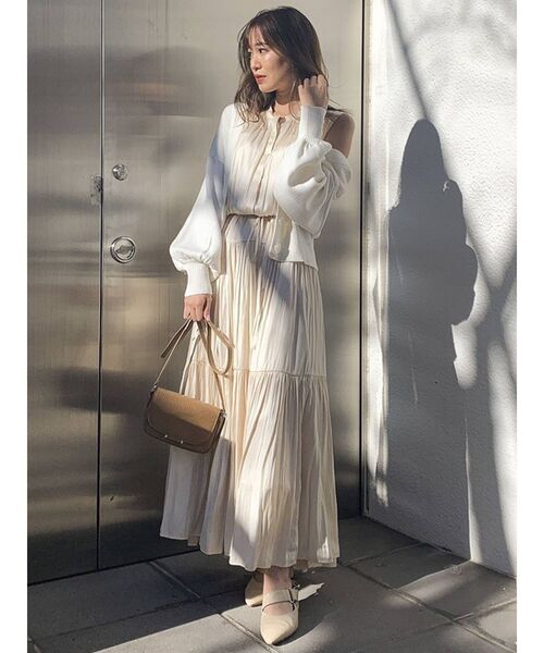 dazzlin（ダズリン）の「ティアードフレアワンピース（ワンピース・レディース・ベージュ/アイボリー/パープル/オフホワイト/ブラウン/ブルー・FREE）」の15枚目の写真